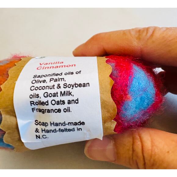 Handmade Asheville NC Felted Soap in a Sweater - Vanilla Cinnamon - Picture 5 of 6